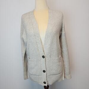 Hollister Granny Cardigan Sweater Size L Beige Button Up Long Neutral Academia